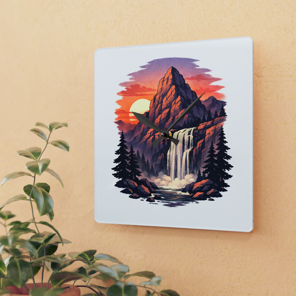Mountain Waterfall Acrylic Wall Clock