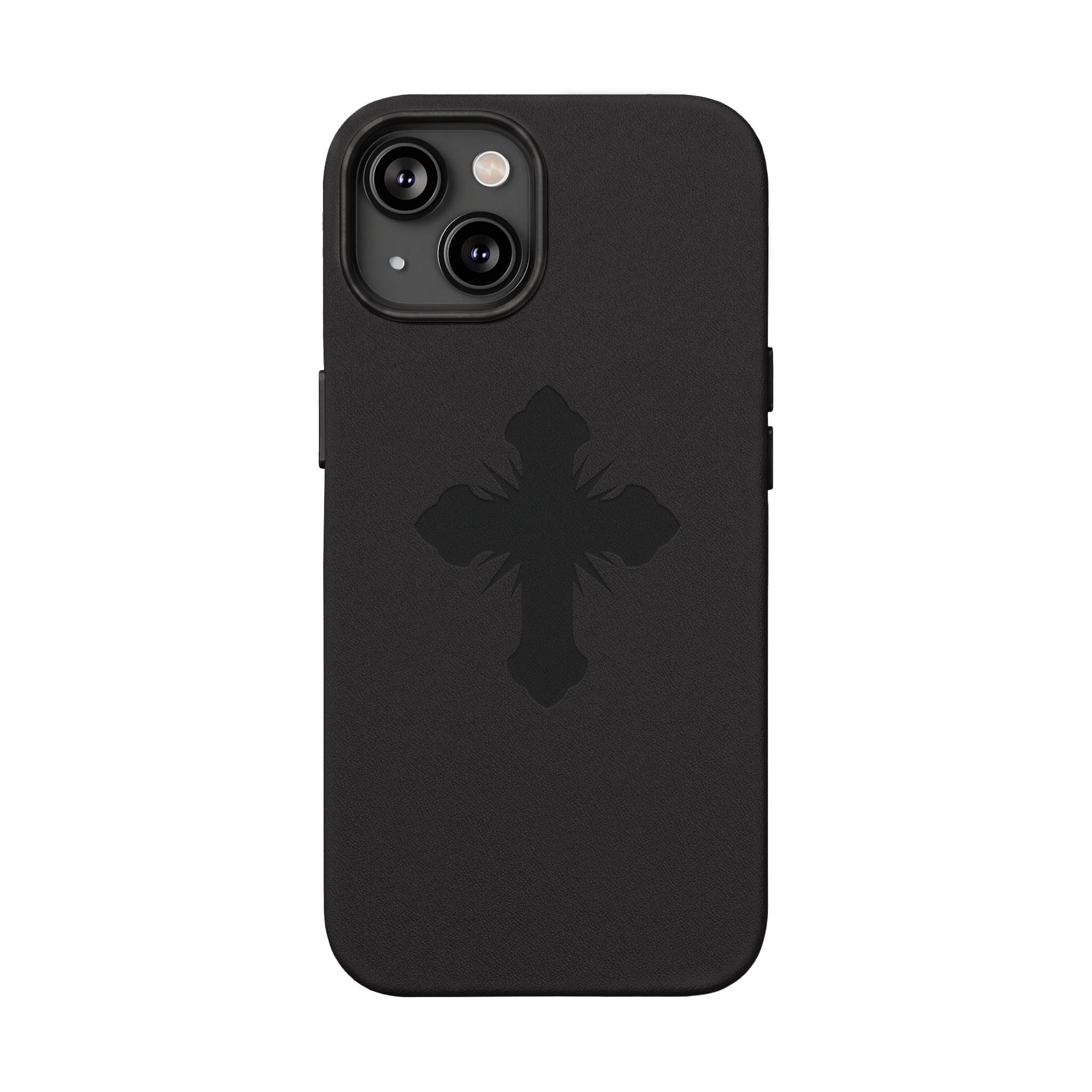 Leather Phone Case with Embossed Cross