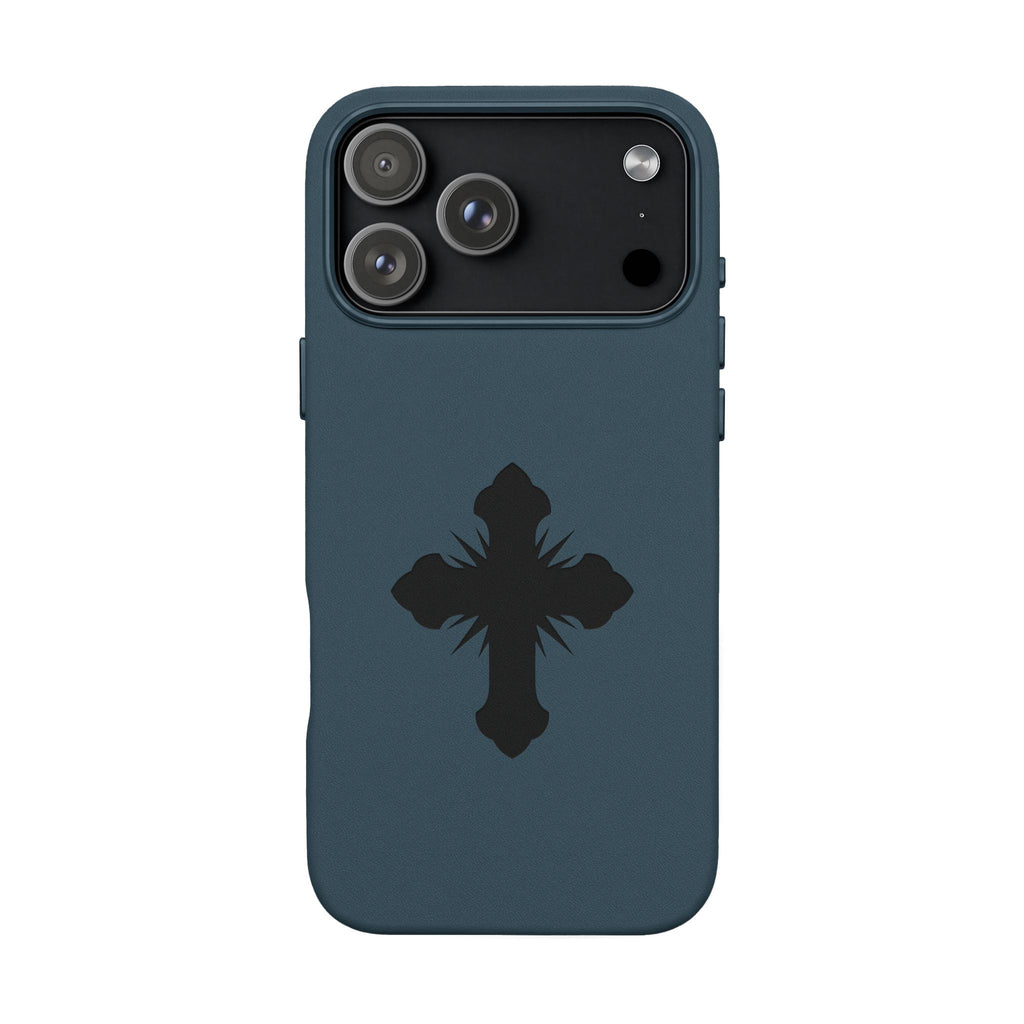 Leather Phone Case with Embossed Cross