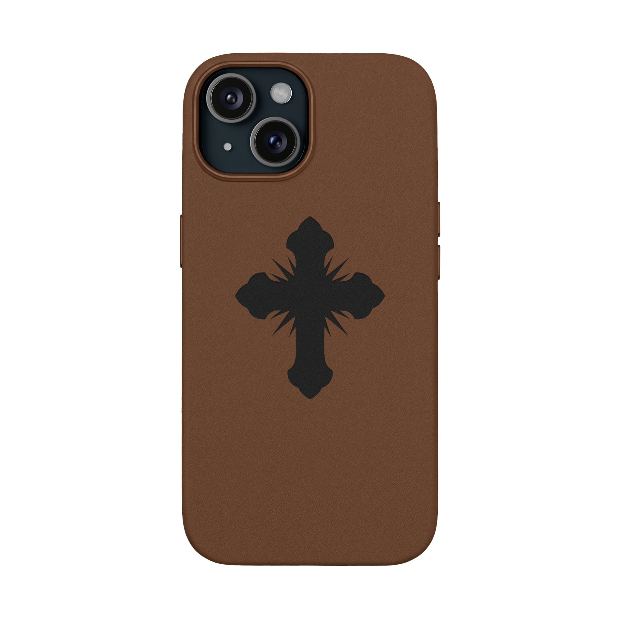 Leather Phone Case with Embossed Cross