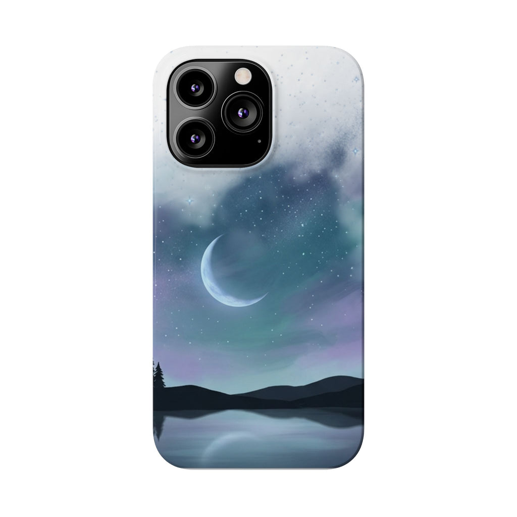 Phone Case – Night Sky Moon & Lake Artwork
