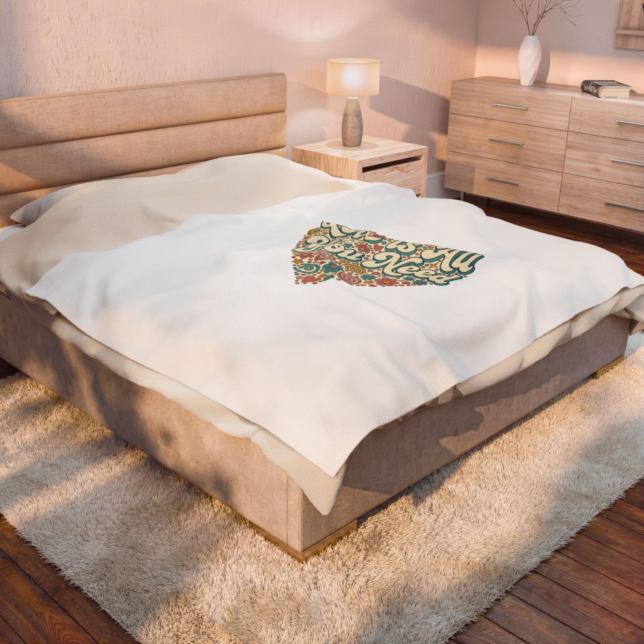 'Love Is All You Need' Velveteen Plush Blanket