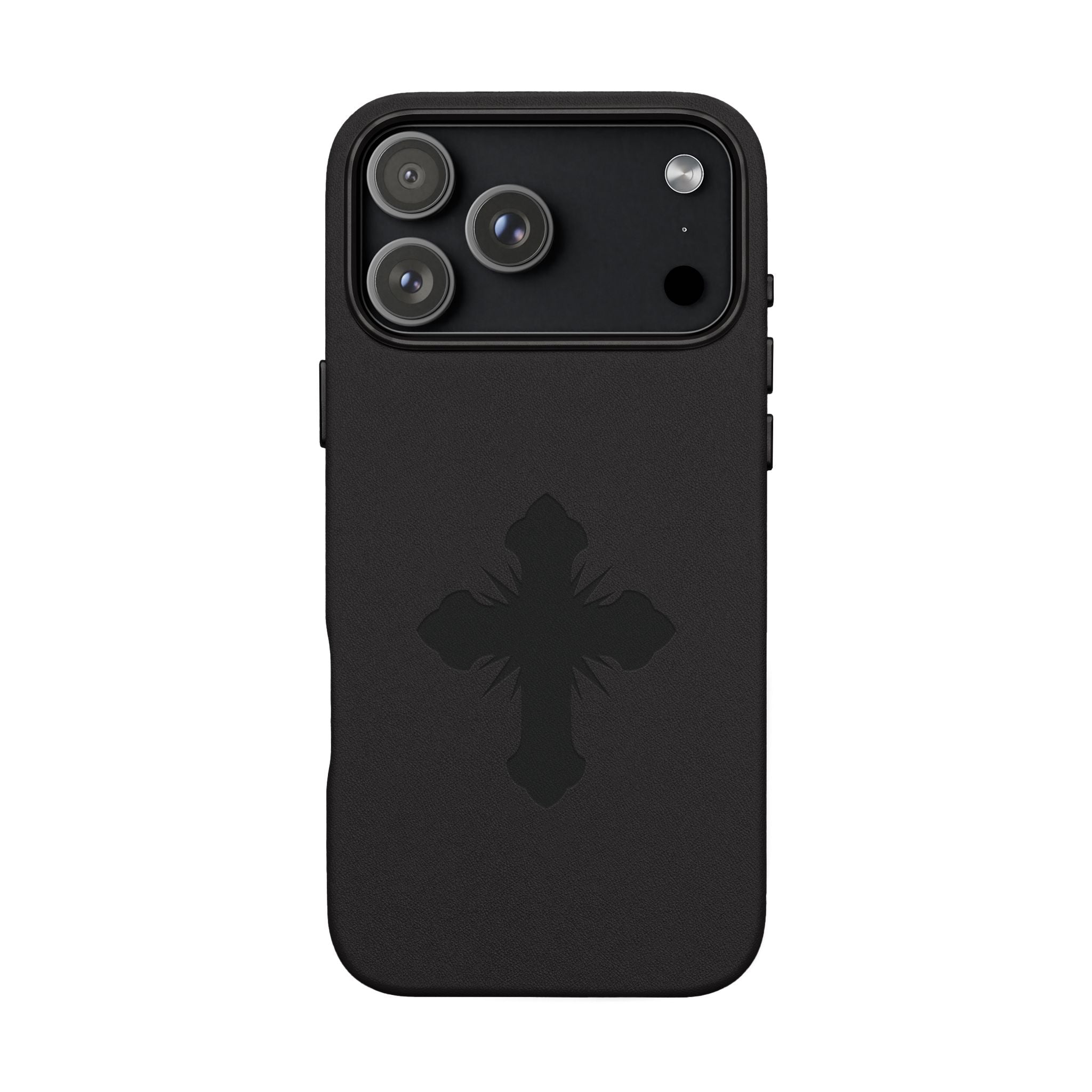 Leather Phone Case with Embossed Cross