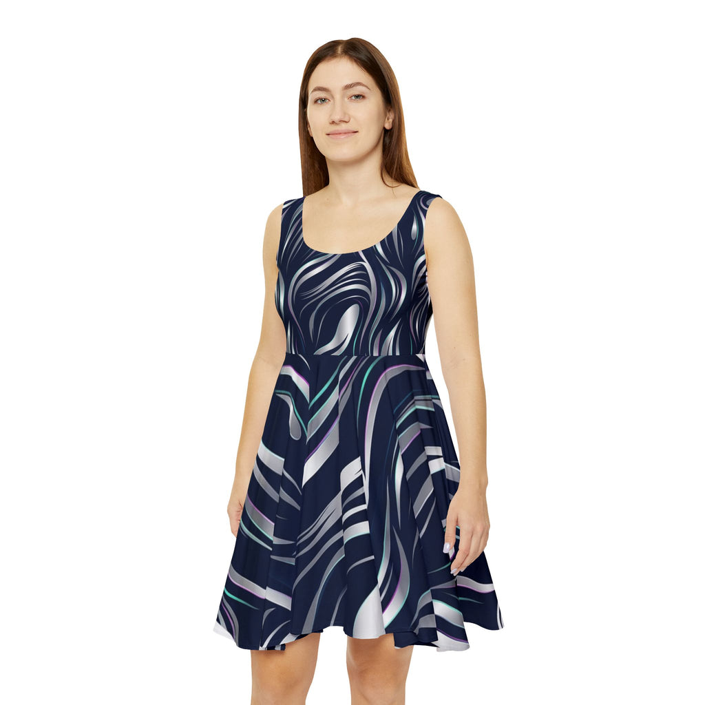 Abstract Wave Skater Dress