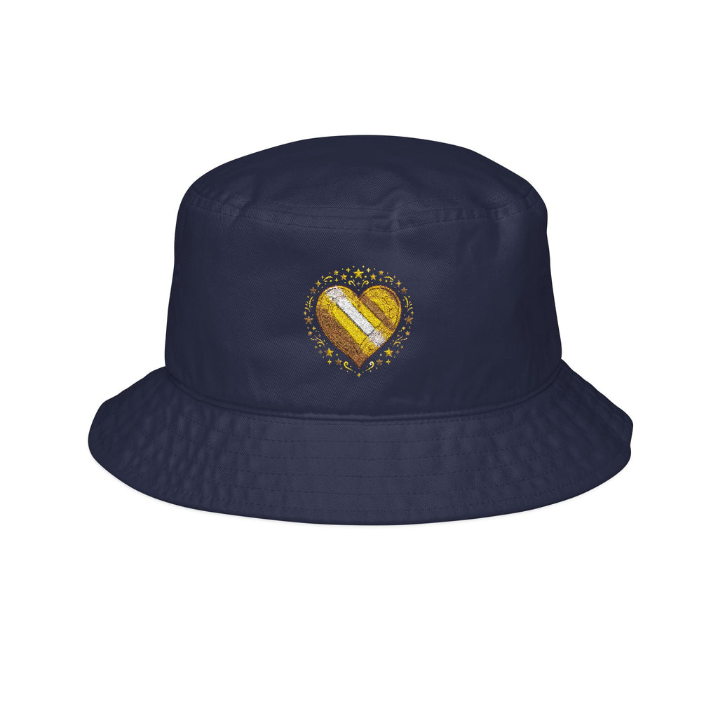 Gold Sequin Heart Embroidered Bucket Hat