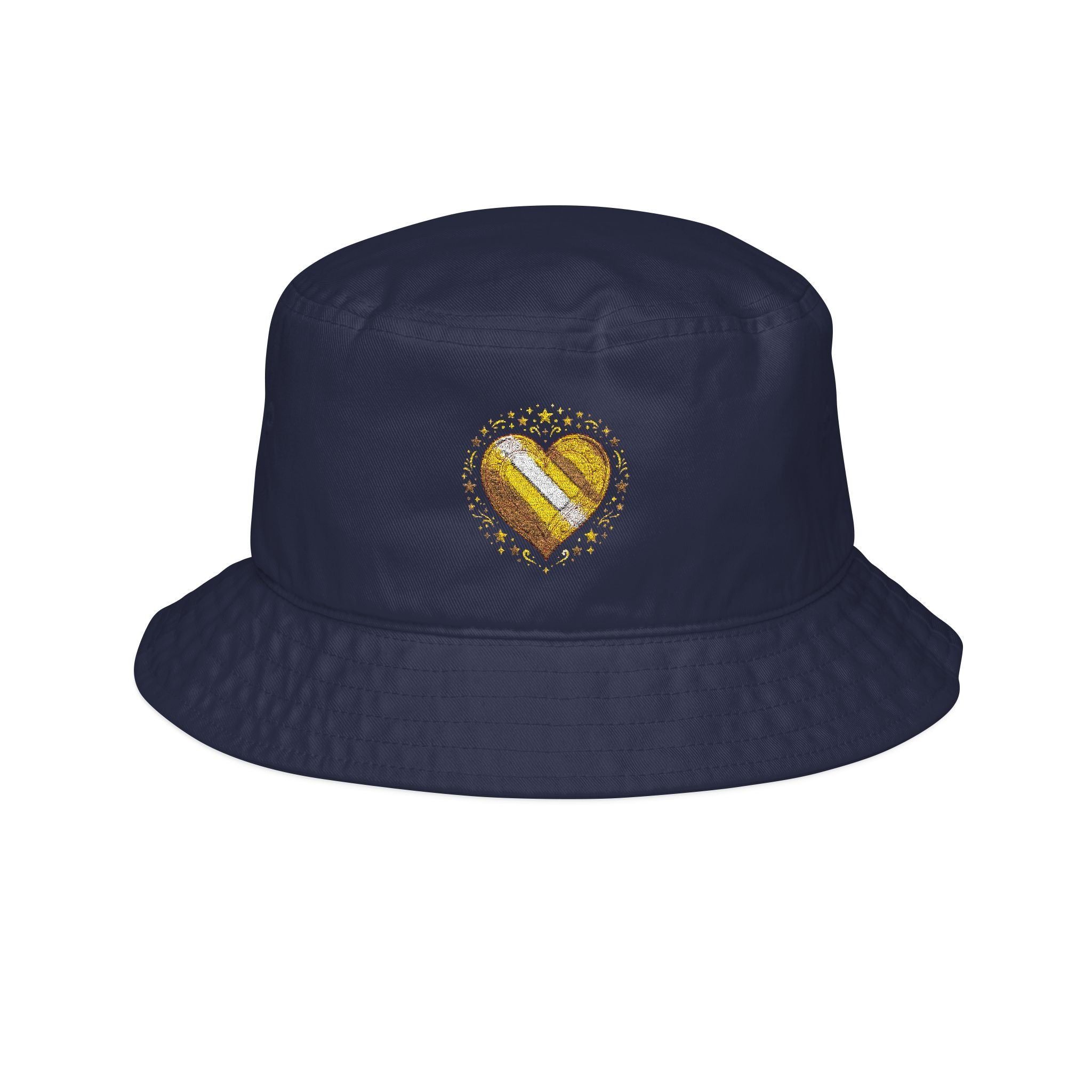 Gold Sequin Heart Embroidered Bucket Hat