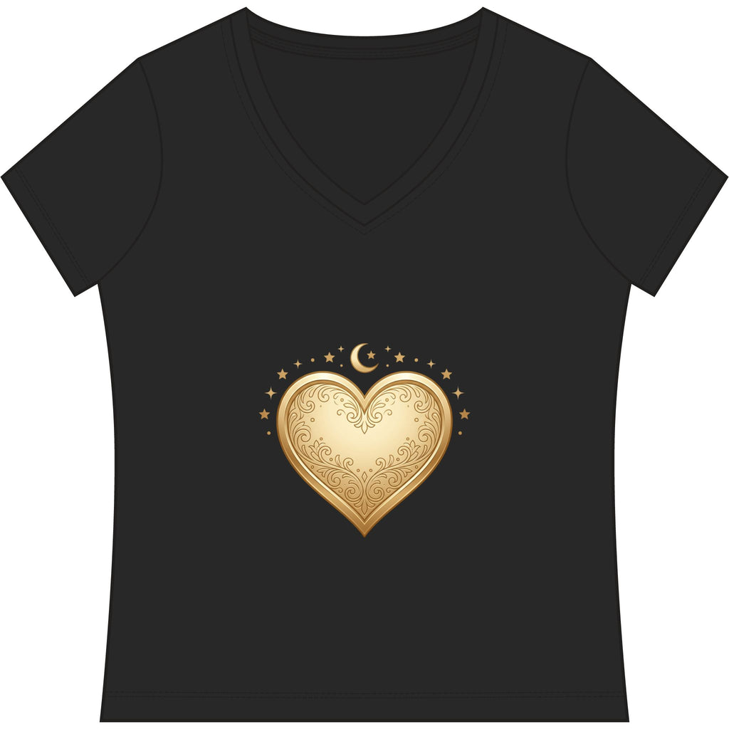 Gold Heart V-Neck Tee — Elegant Women’s Top
