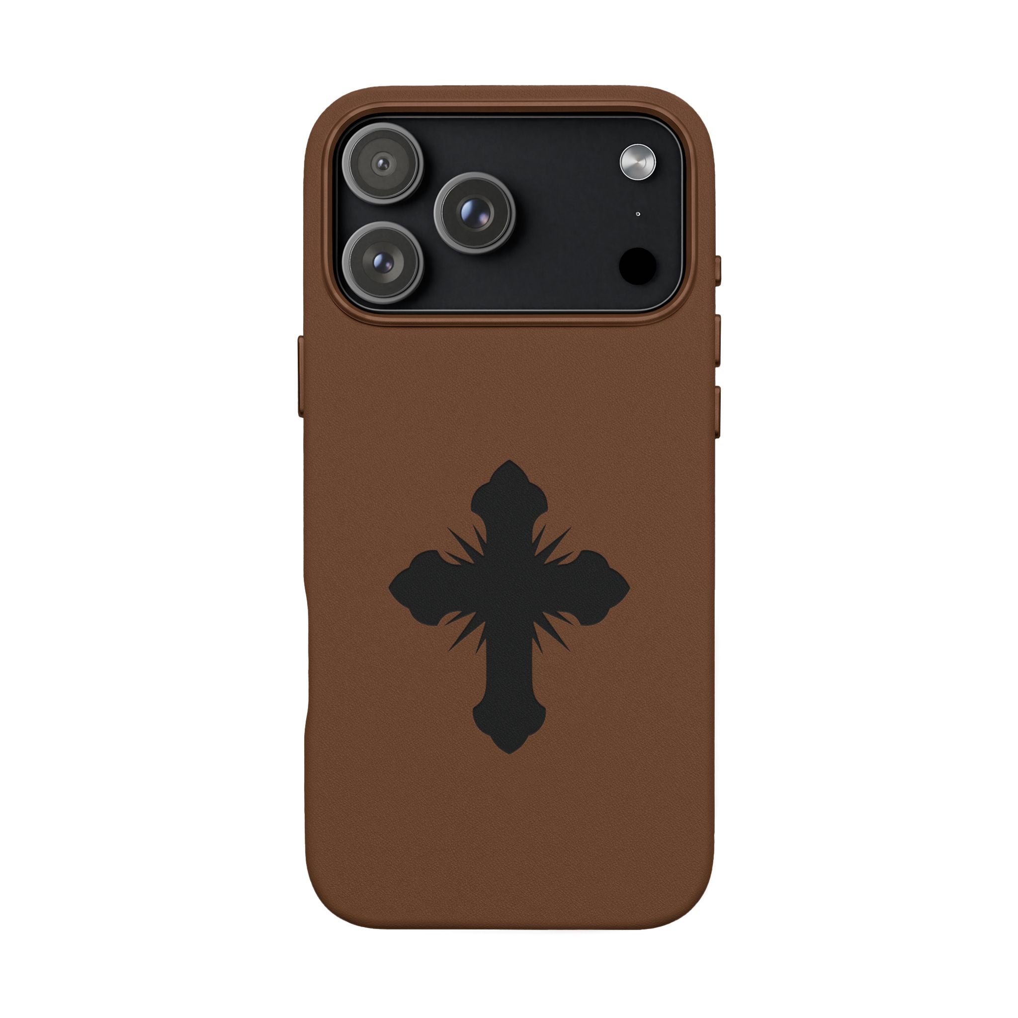 Leather Phone Case with Embossed Cross