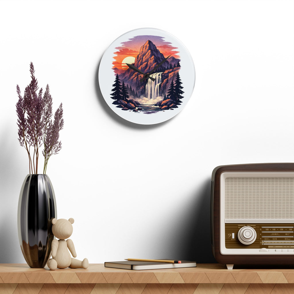 Mountain Waterfall Acrylic Wall Clock