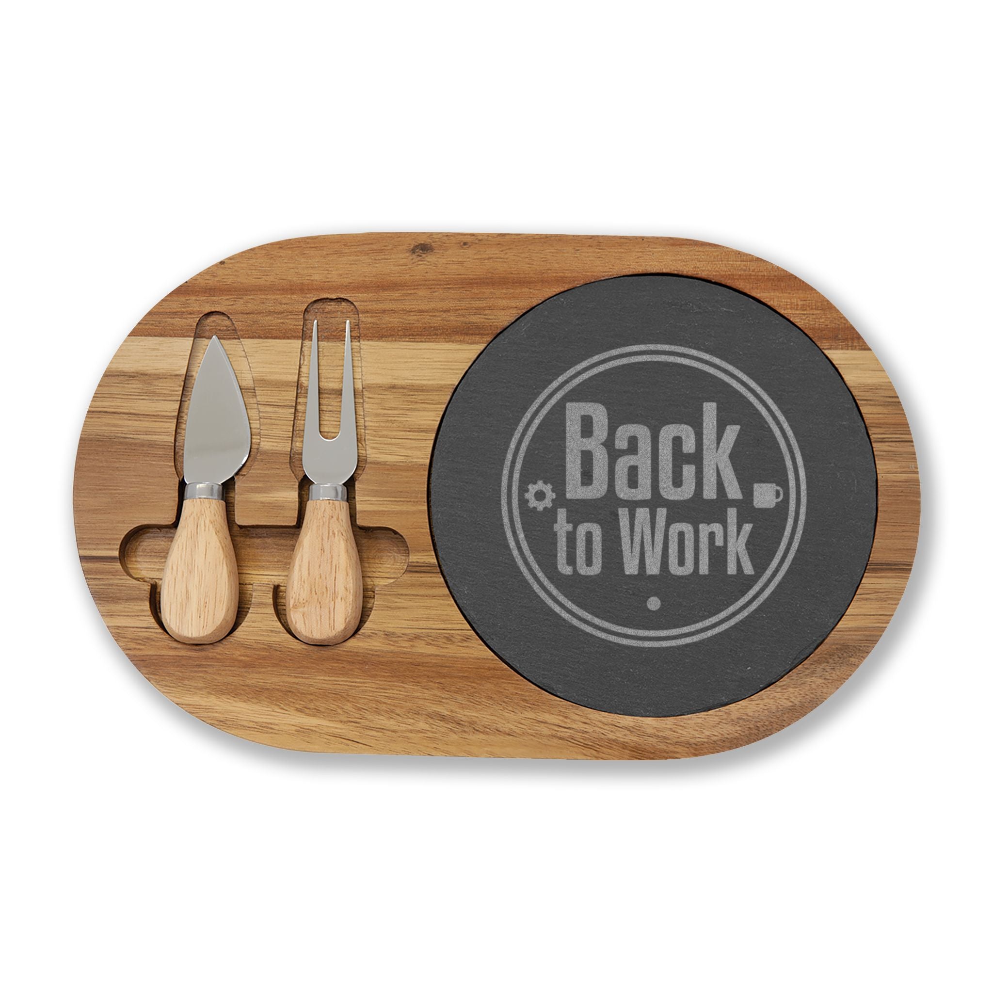 Engraved 'Back to Work' Charcuterie Board