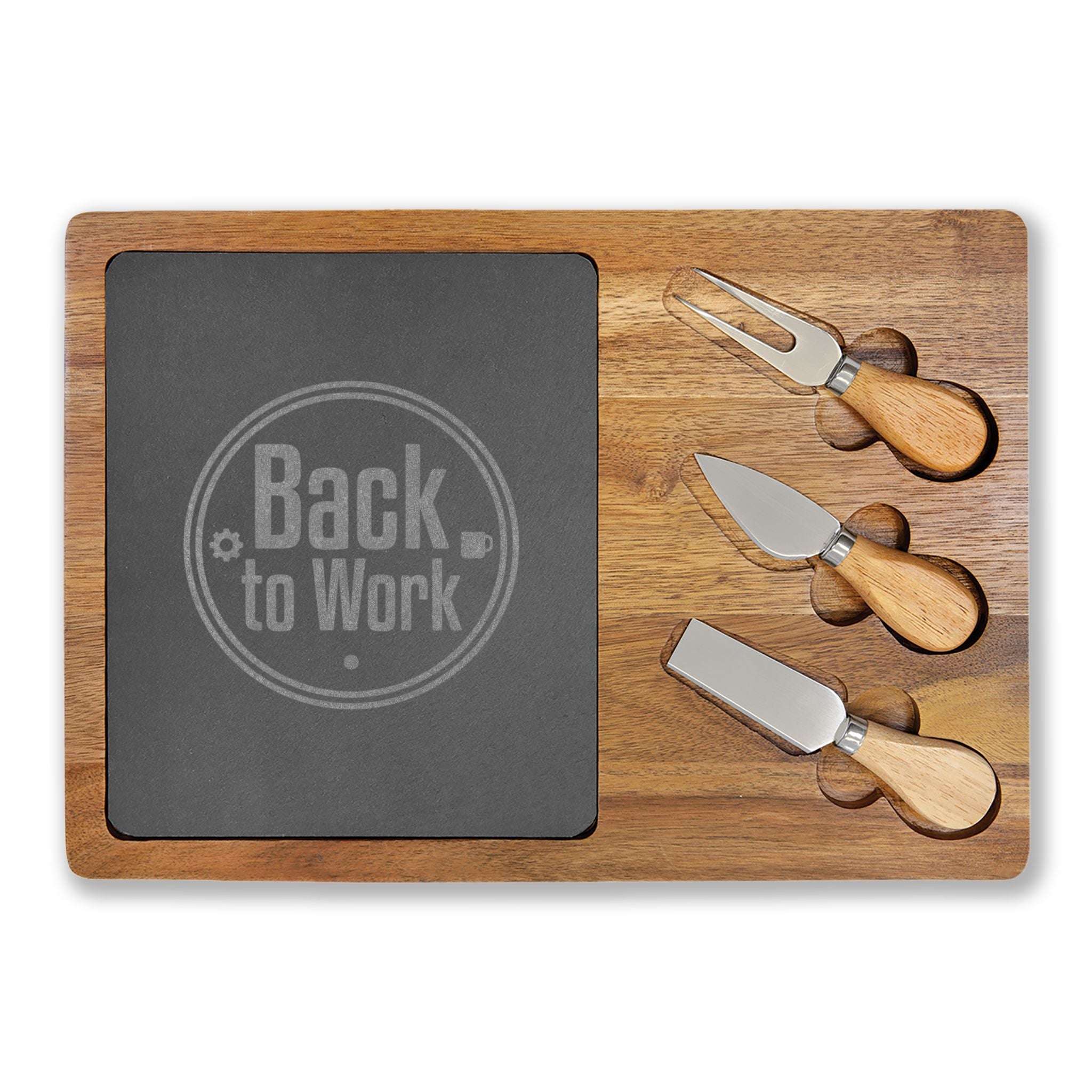 Engraved 'Back to Work' Charcuterie Board