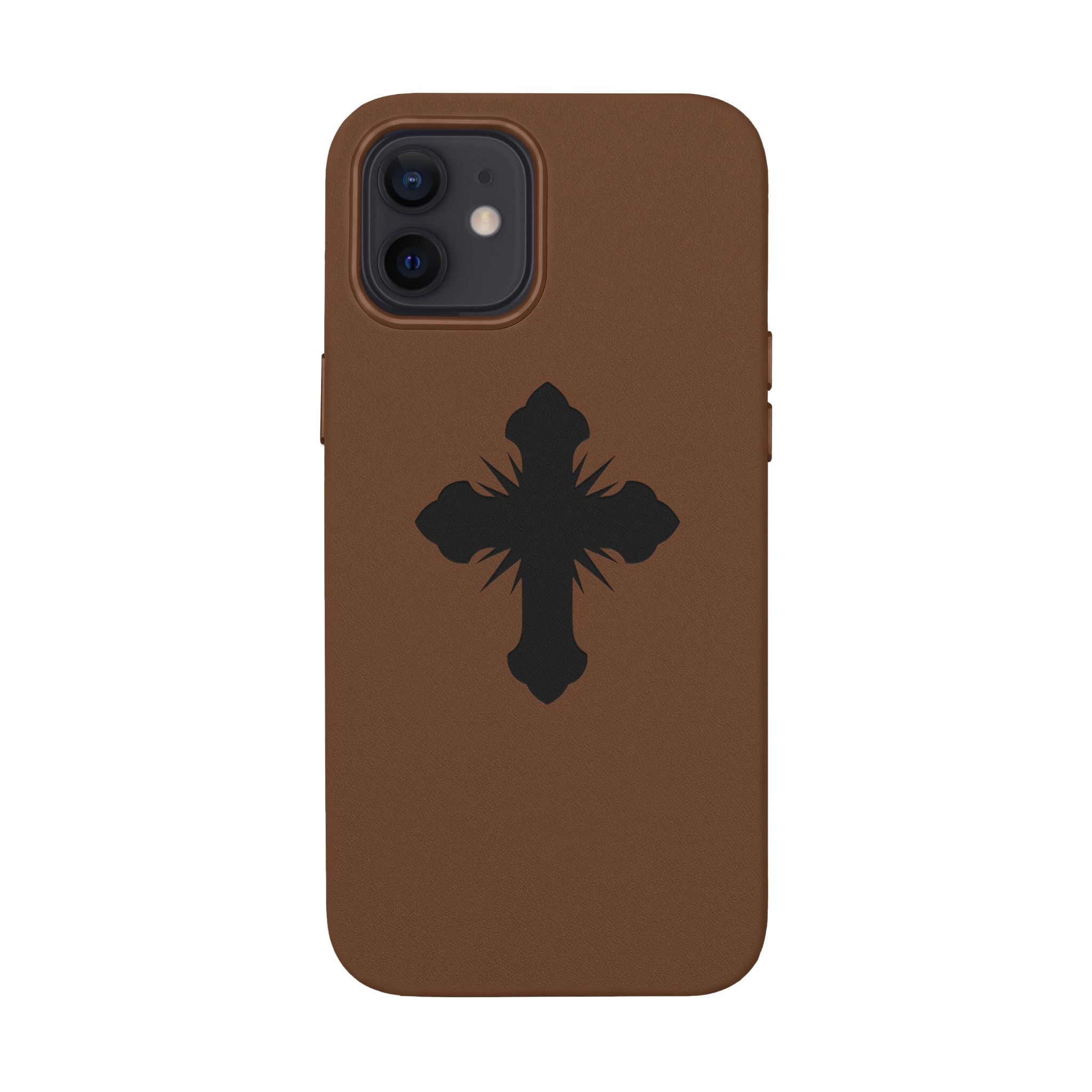 Leather Phone Case with Embossed Cross