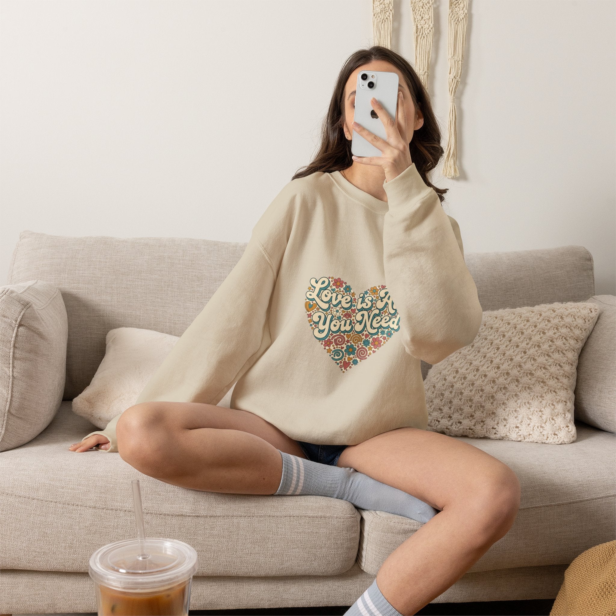 Love Is All You Need Heart Crewneck Sweatshirt