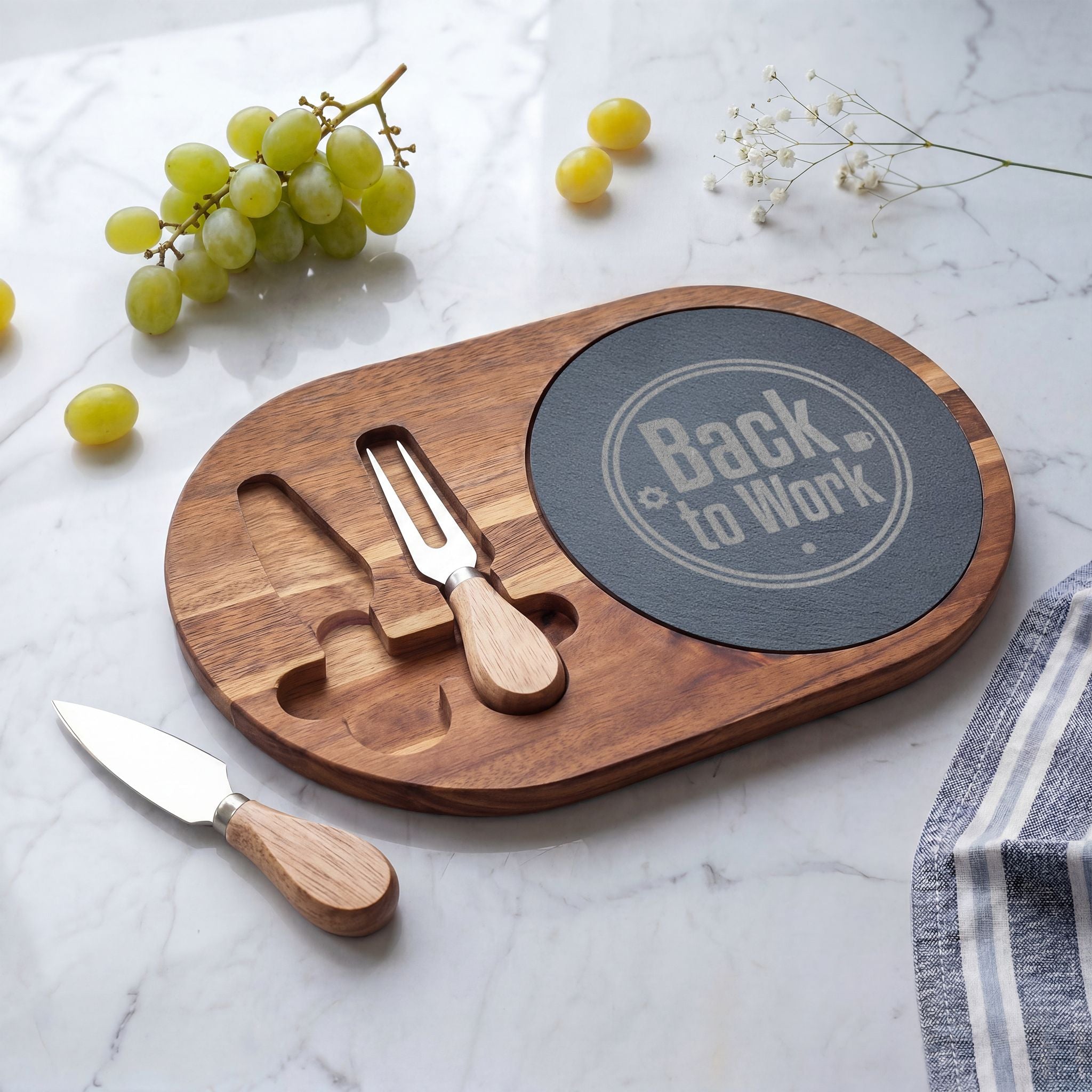 Engraved 'Back to Work' Charcuterie Board