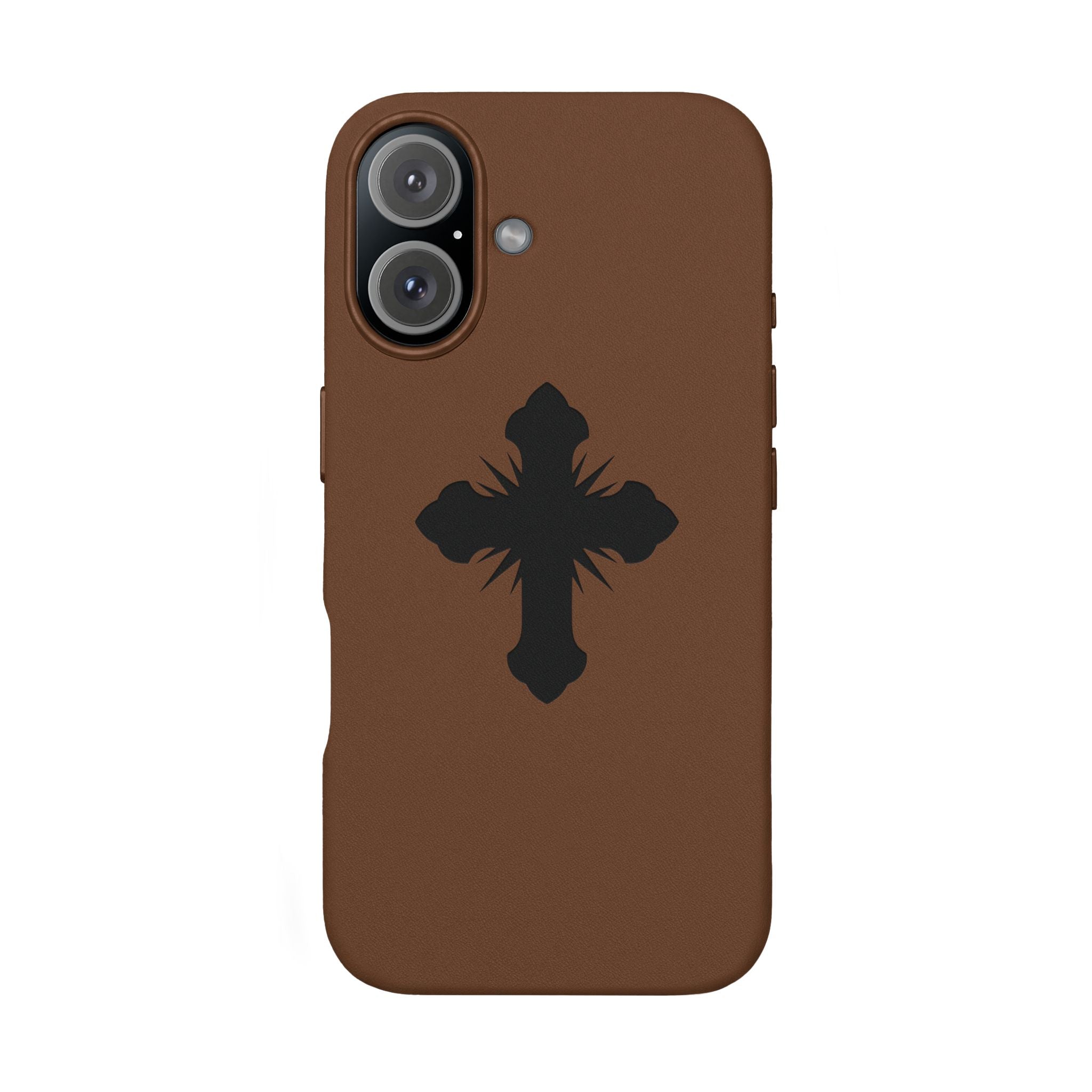 Leather Phone Case with Embossed Cross