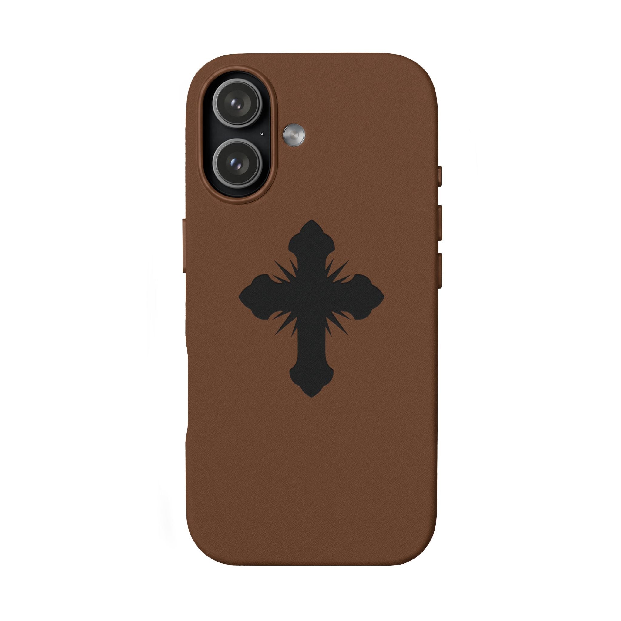 Leather Phone Case with Embossed Cross