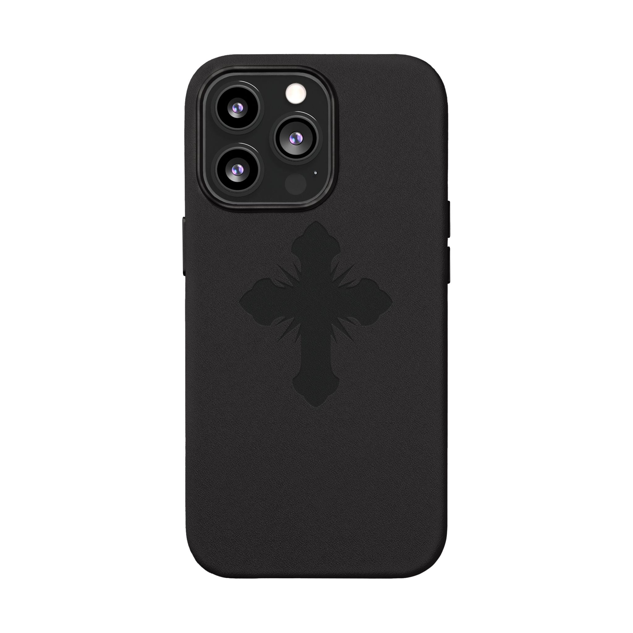 Leather Phone Case with Embossed Cross