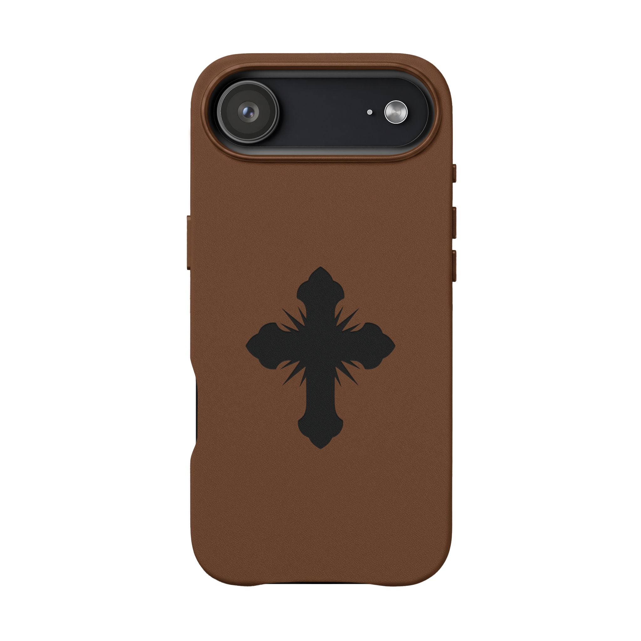Leather Phone Case with Embossed Cross