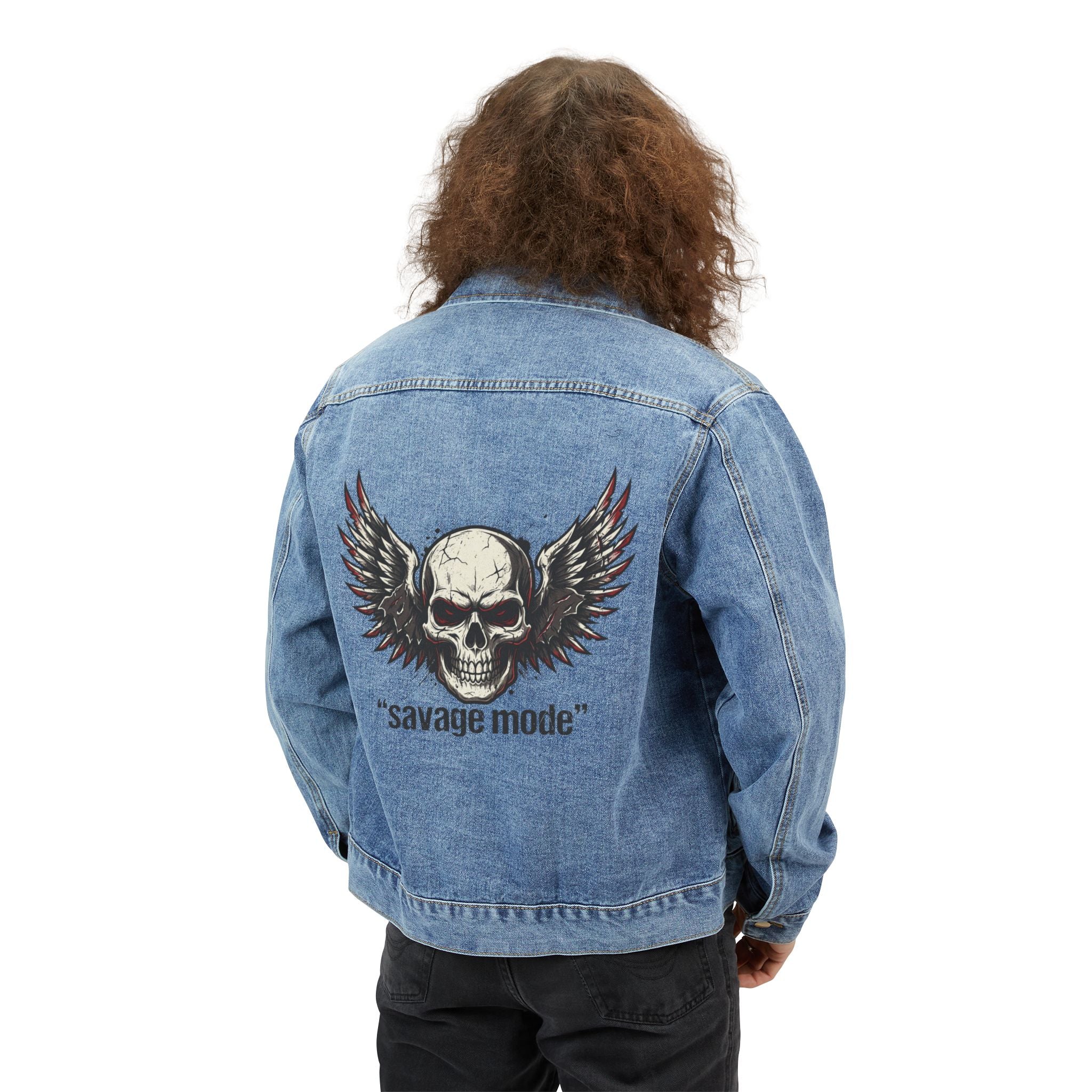 Denim Jacket - 'Savage Mode' Skull Back